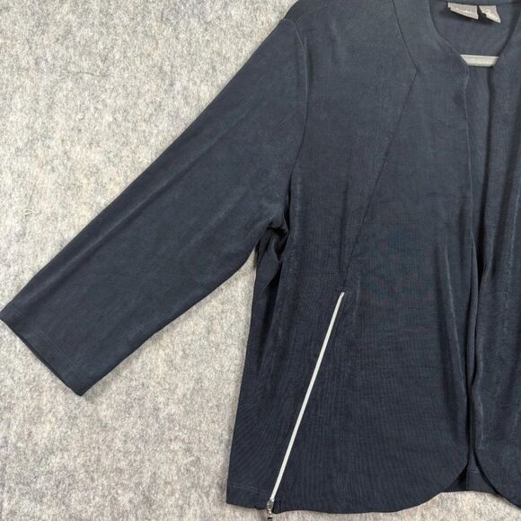 Chico's Travelers Cardigan Sweater Women's 2 Black Acetate Stretch Open Front - Picture 5 of 8